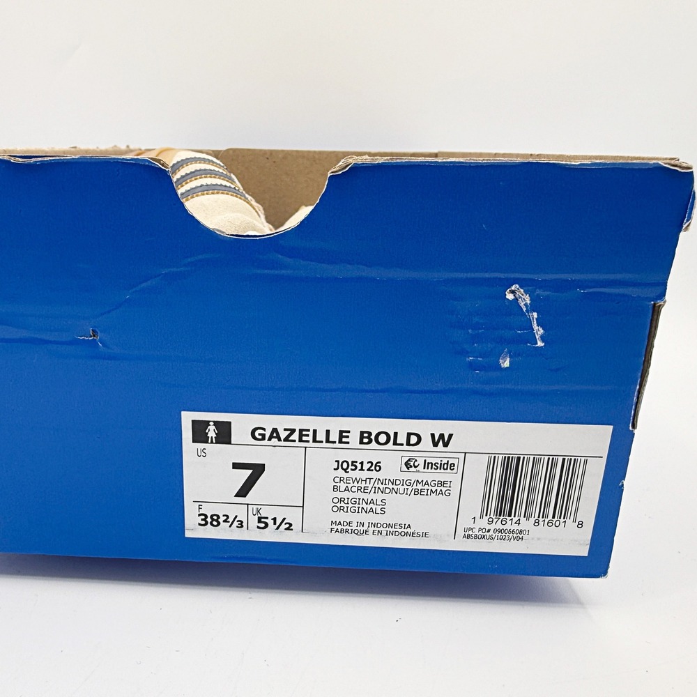 Adidas Gazelle Bold Size 7 Womens Cream/Indigo/Gum JQ5126, NEW - Picture 10 of 10